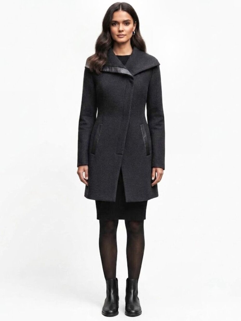 Soia & Kyo 'Jana' Asymmetrical Wool Blend Coat, Black, Women's Size XS